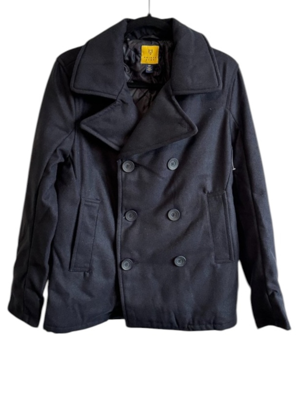 Men's Wool Blend Double Breasted Peacoat in Darkest Blue
